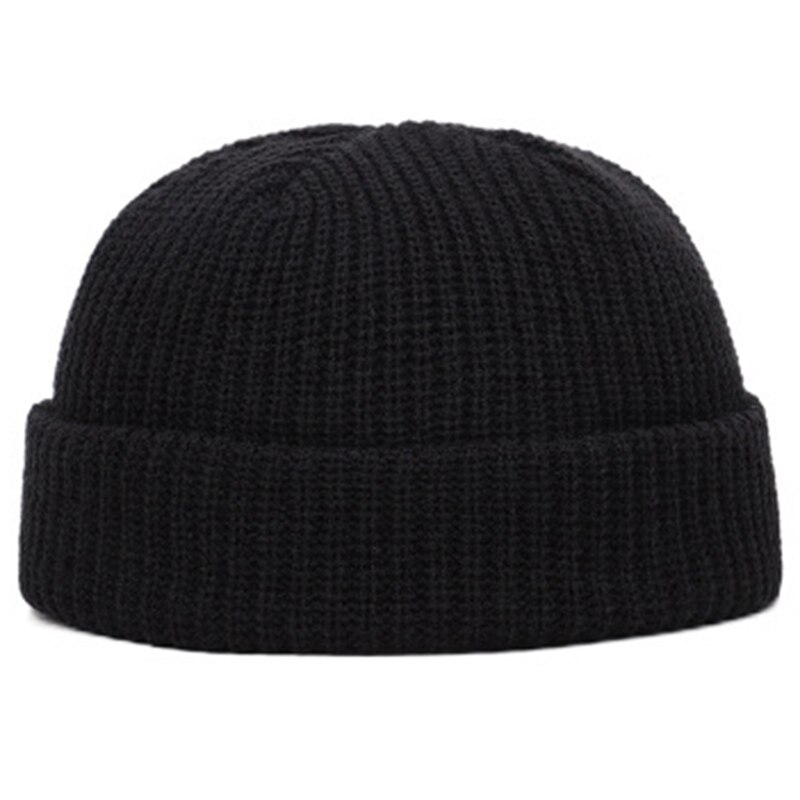Bonnet avec bord à revers tricoté noir homme | La Halle