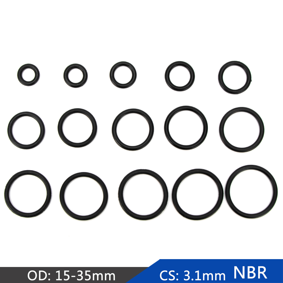 100pcs NBR Nitrile Rubber Sealing O-ring Gasket Replacement Seal O ring OD 15mm-35mm CS 3.1mm Black Washer DIY Accessories S106