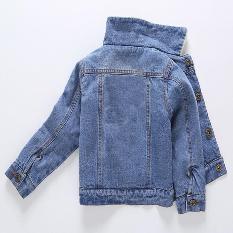 Herfst Winter Baby Meisje Denim Jasje Revers Warm Plus Fluwelen Thicken Peuter Jongen Bovenkleding Cowboy Jas Kids Denim Jacke 2-8y