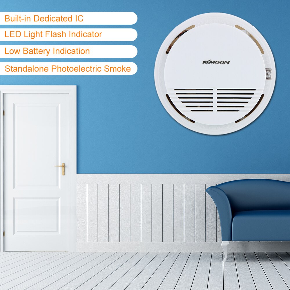 Standalone Photoelectric Smoke Alarm Home Security System for Home Kitchen 9V Fire Smoke Detector Sensor