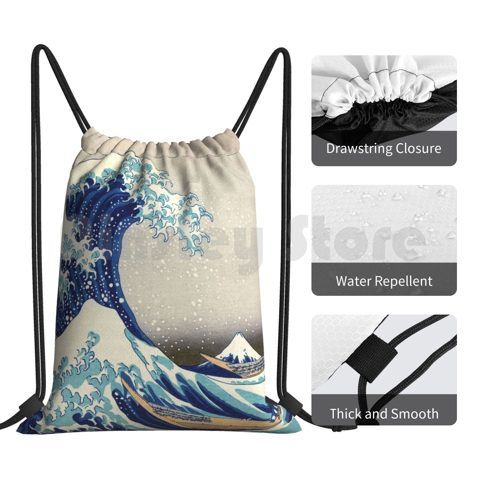 Magneter-t-shirts, tryck etc.-hokusai-den stora vågen utanför kanagawa -1823 utomhusvandringsryggsäck vattentät camping