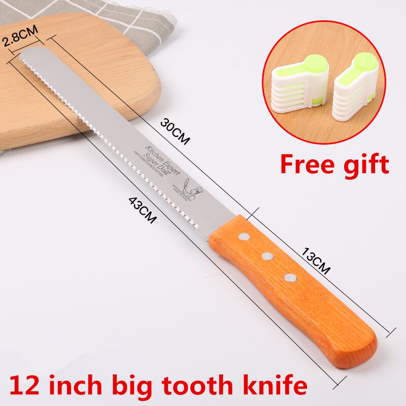 Stainless steel bread knife Saw cake slicing tool baking toast knife coarse tooth fine tooth cake saw knife Snack Dessert Slicer: 12 inch big tooth