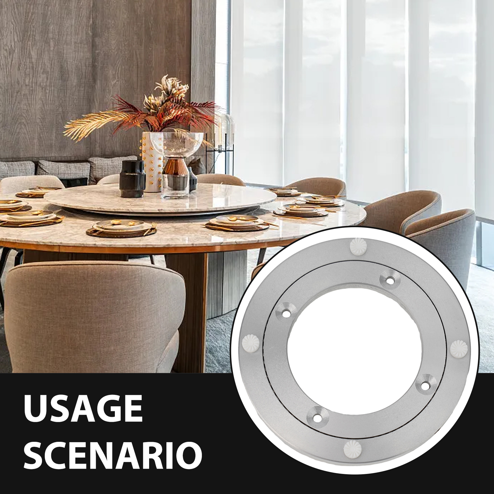 12-39cm Roterende Leje Lazy Susan Base - Kraftig Aluminiumlegering til Køkken og Spiseborde