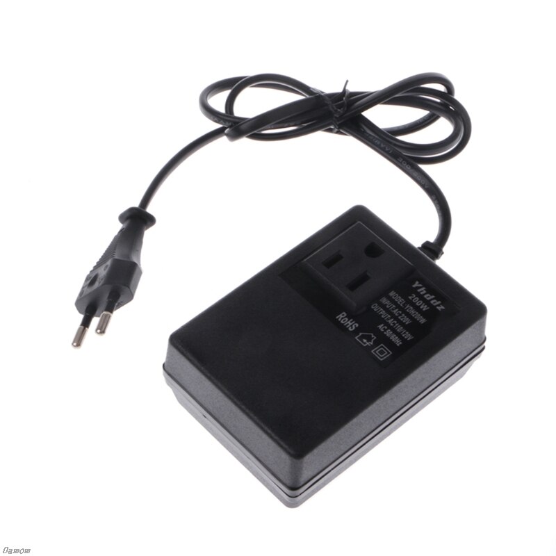 200W AC 220V to 110V Step Down Transformer Convert Travel Power EU Plug Adapter Damom