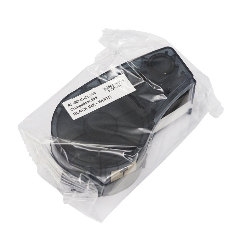for M21-250-595 6.35mm Width Label Tape Black On White Compatible for BMP21 Plus ID Pal and LABPAL Label Printers