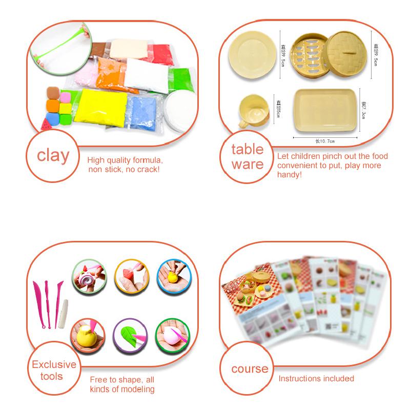Jouet Creole en argile légère pour enfants, fait à la main, simulation de vaisselle, jeu alimentaire, matériel de bricolage