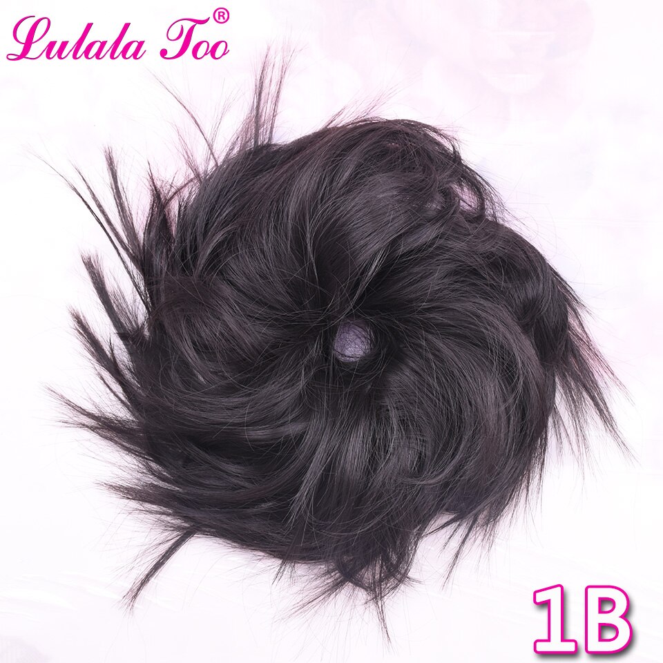 Lulalatoo 7 tommer rodet knold hår krøllet scrunchies kæde 45g elastik chignon bølget updo syntetisk hårstykke til kvinder: 1b