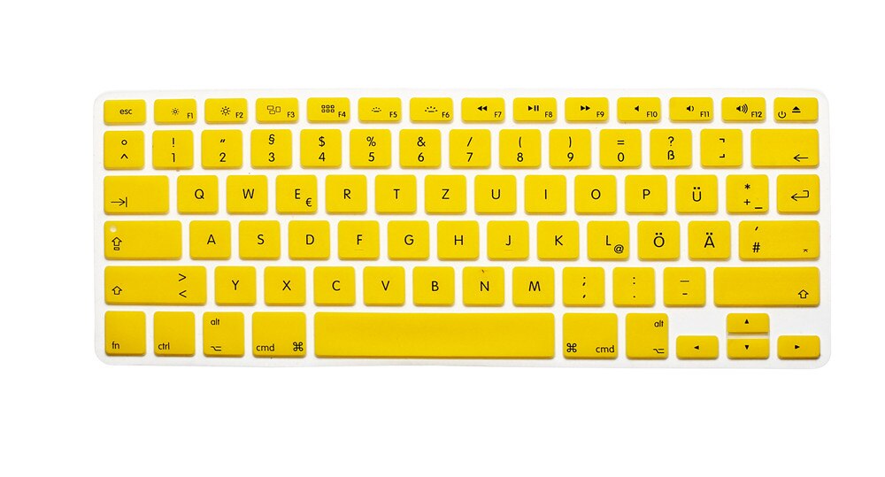US Layout German Letters Deutsche Alphabet Keyboard Stickers for Macbook Pro 13" 15" 17"/ Macbook Air 13 Silicone keyboard Cover: Yellow
