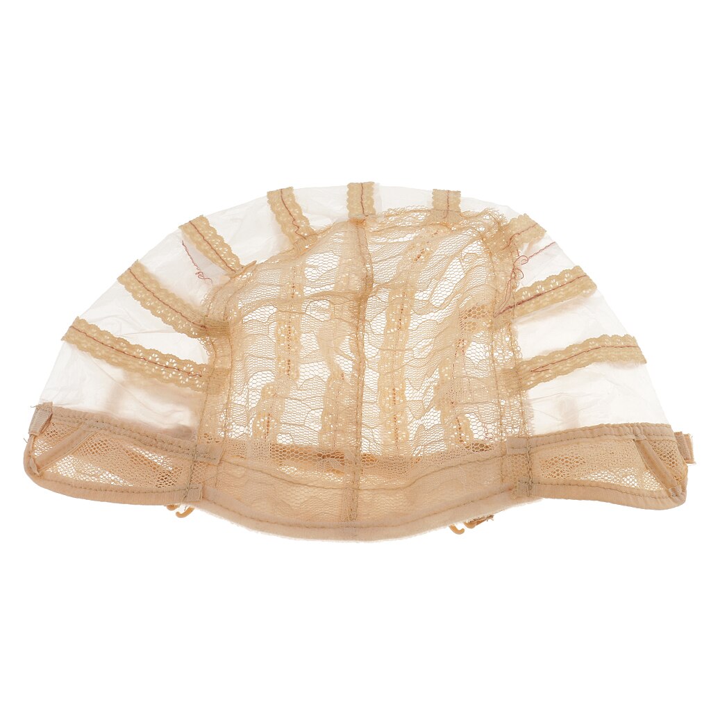 Wig Making Base Inner Cap Adjustable Weave Breathable Weaving Lace Net: Beige