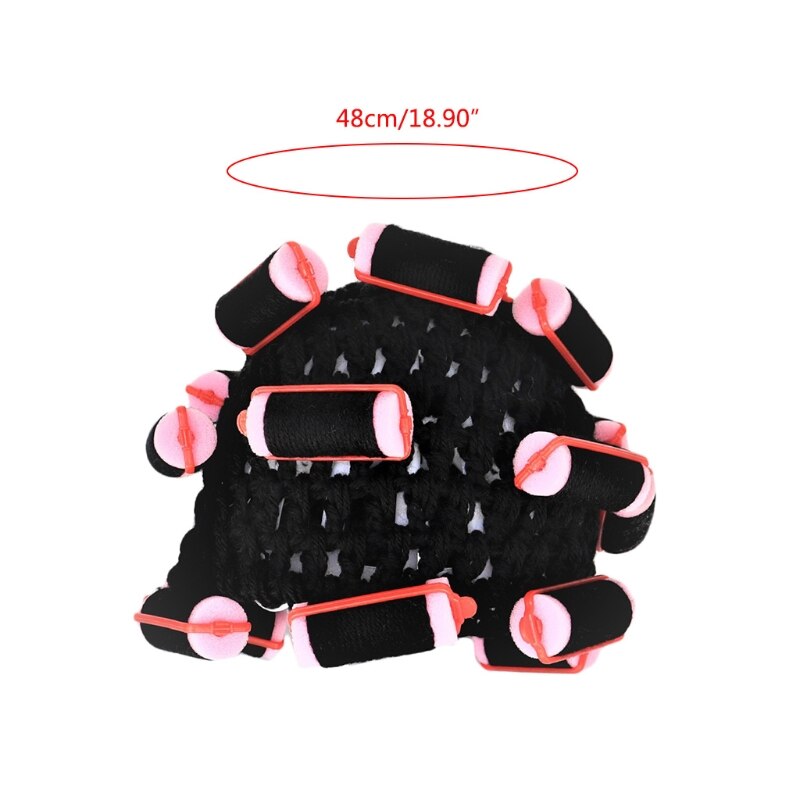 Adult Kids Baby Knitted Hair Roller Curlers Wig Hat Funny Housewife Landlady Cosplay Costume Elastic Head Cover Cap