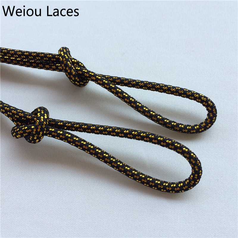 Weiou-lacets de chaussures à Grain croisé noir et or, cordes de sport pailletées, nouveauté ronde, lacets extensibles pour chaussures de sport pour baskets