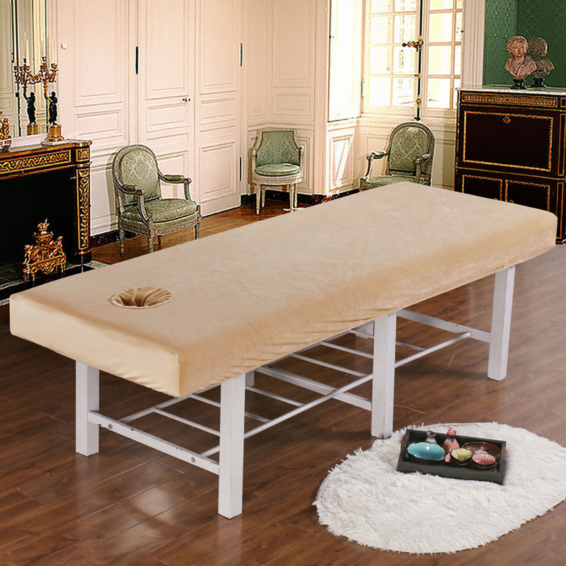 Dik hoeslaken van kristalfluweel, massagetafel voor schoonheidssalon, huidvriendelijk massagelaken, spa-bedovertrek met gaten.: Koningin / Geel
