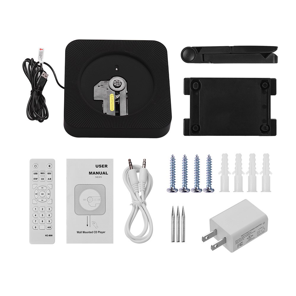 Portable wall-mounted CD player music amplifier audio with remote control support BT / USB / FM mode multiple models plug