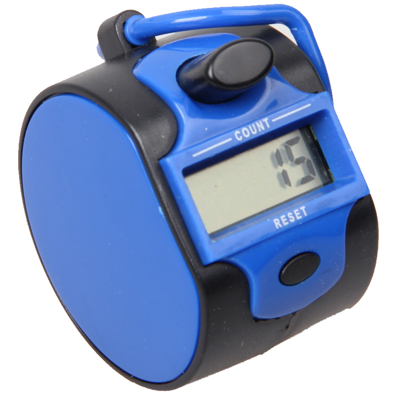 Digitaler Hand zähler 5-stellige Nummer manuelle Presse Clicker LED Hintergrund beleuchtung Rekorder mit Fingerring für Stückwerk: Blau