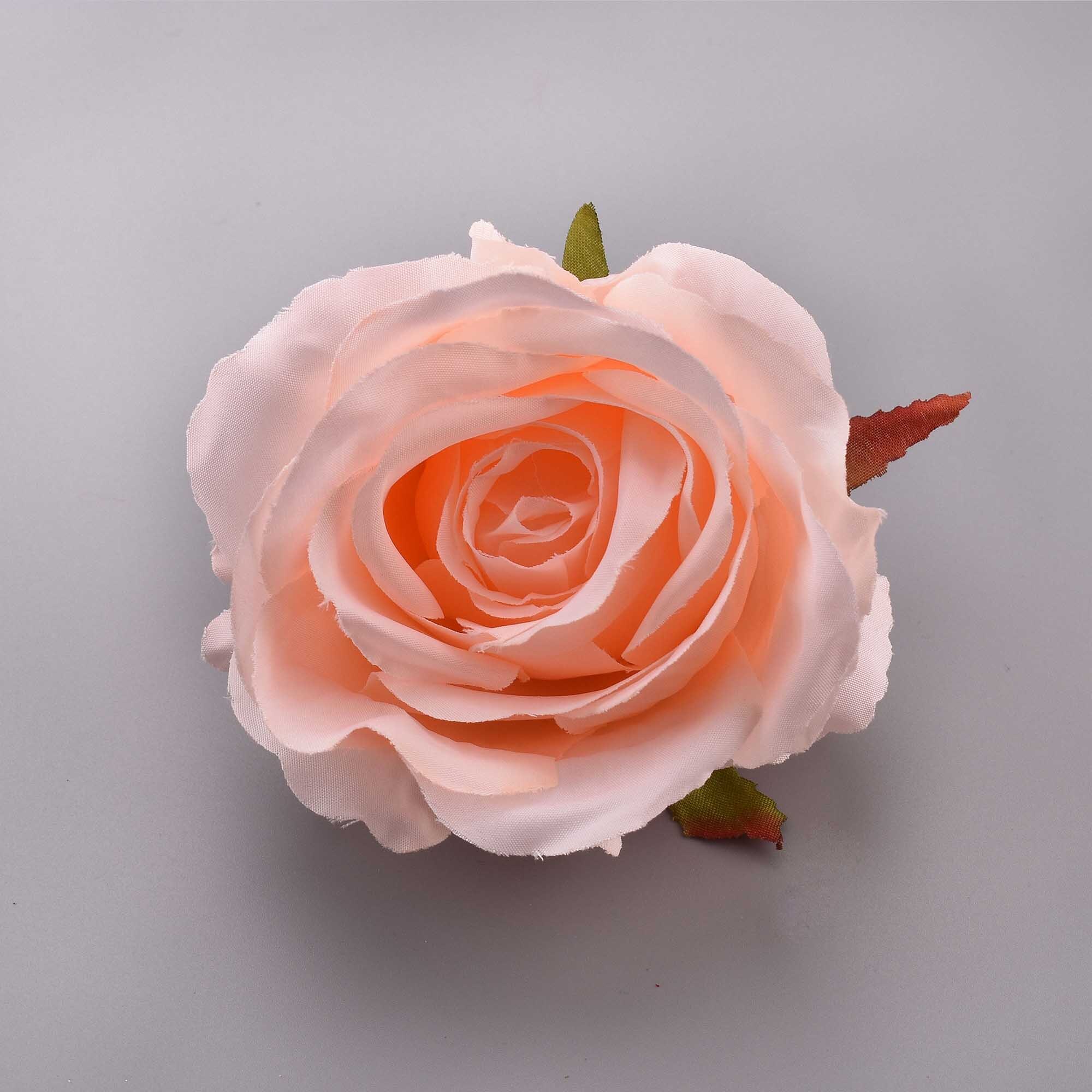 10 stk silkeblomstrende lyserøde hvide roser kunstigt blomsterhoved til bryllupsdekoration diy krans scrapbooking stor håndværksblomst: Champagne