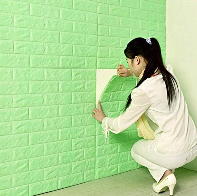 Muur Zelfklevend Green Flexibele Bakstenen Muur Panel 390276616