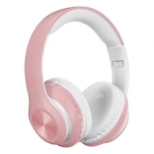 P68 Bluetooth 5.0 pliable Rechargeable casque sans fil HiFi son casque: Rose