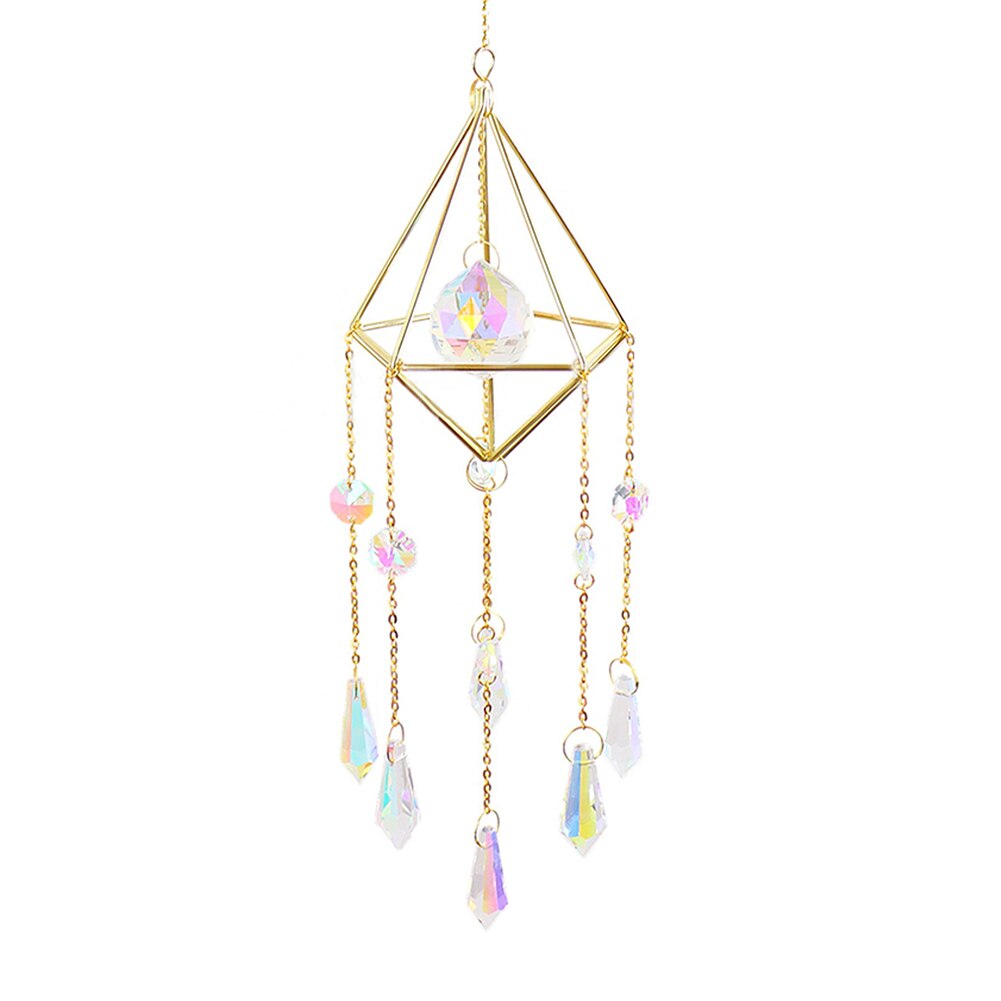 Crystal Windchimes Ster Maan Hanger Hexagon Prisma Zon Licht Catcher Tuin Venster Bruiloft Opknoping Home Decor Wind Chime: E