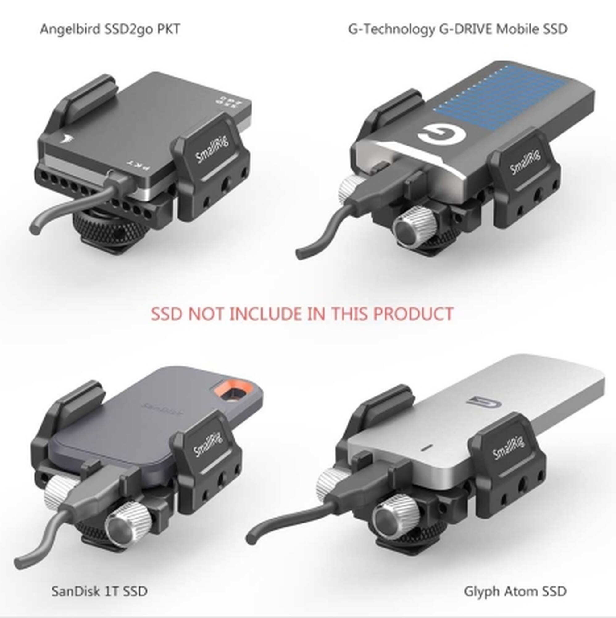 Supporto universale per SSD SmallRig per SSD esterno venire per SSD Samsung T5, per Angelbird SSD2andare PKT , glifo atomo SSD 2343