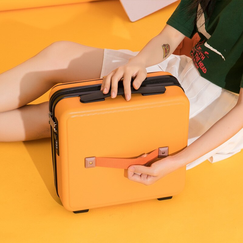 Student luggage lightweight small boarding trolley female password travel case 18 inch mini leather suitcase luggage