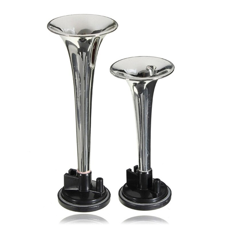 2 uds bocina de aire Dual trompeta súper fuerte Universal tren coche camión barco: Plata