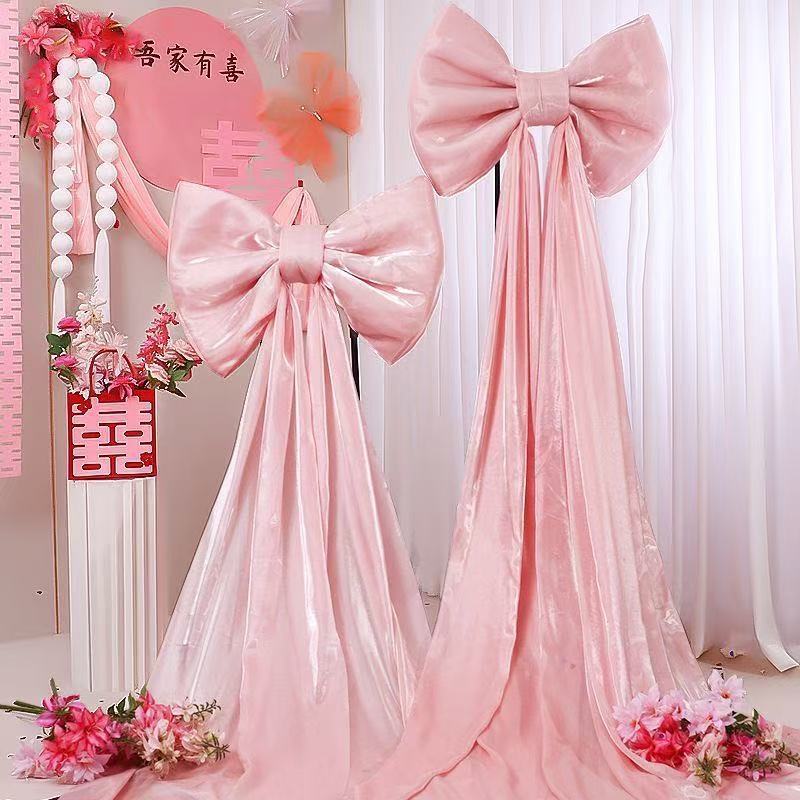 Giant Pink Bow Wall Decor Large Ribbon Wall Decor For Room Decor Party Wedding Booth Event Stage Background Display Christmas: Clear