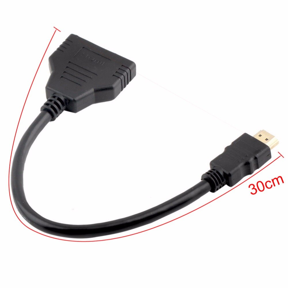 1pc hdmi 2 dobbelt port y splitter 1080p hdmi  v1.4 han til dobbelt hun adapter kabel 1 in 2 ud hdmi konverter tilslut kabel ledning