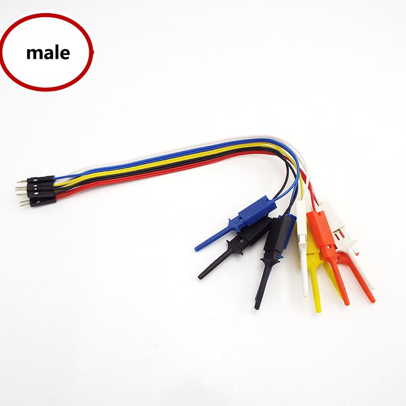 Probe Test Clamp Line Kit Hook Clip for Electronic Testing Grabber Round Crocodile Electric Logic Analyzer Cable Gripper: type 4-male