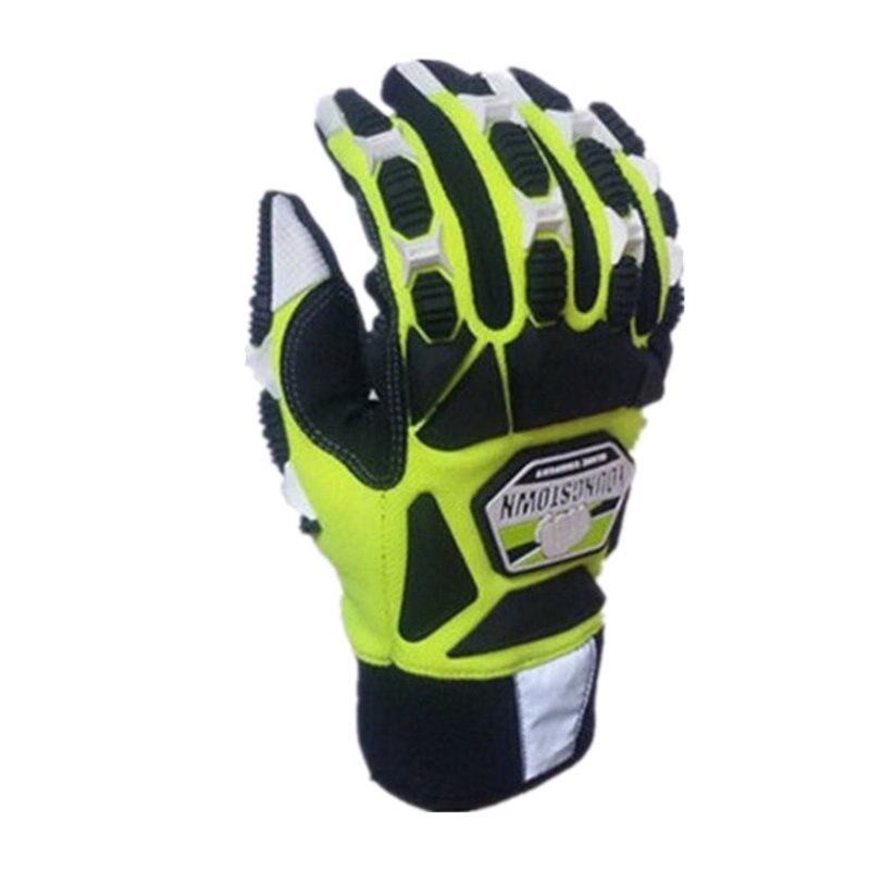 Impact resistant. Cut Resistant. Anti-Vibration. High Visibility. for total hand protection glove(large,green)