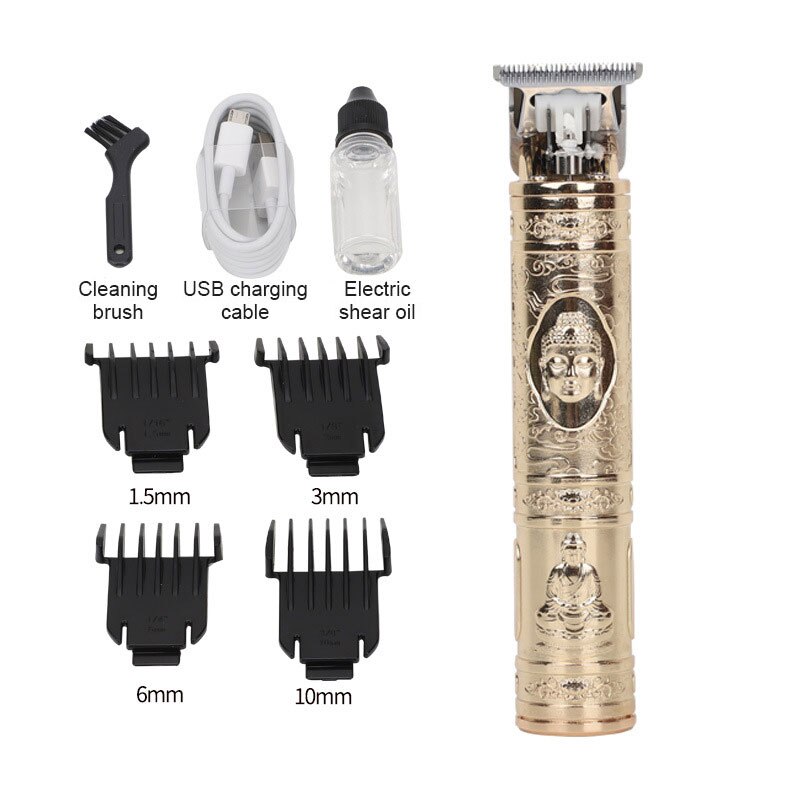 Electric Pro T-outliner Trimmer Men Hair Clipper Carving Carbon Fiber Metal Powerful BM88: Gold
