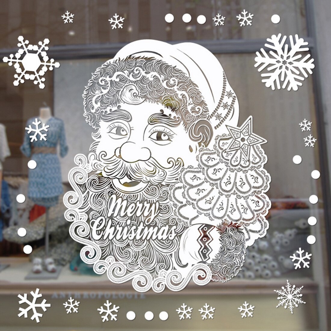 16 Styles Merry Christmas Window Glass PVC Wall Sticker DIY Snow Town Wall Stickers Year Home Decal Christmas Decoration: 10