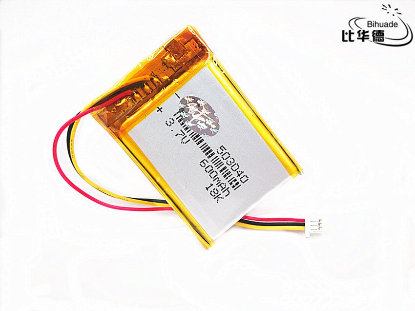 JST – batterie lithium-ion, 3 broches, PH 1.0mm, 3.7V,600mAH, 503040 polymère, pour tablette, pc, GPS,mp3,mp4
