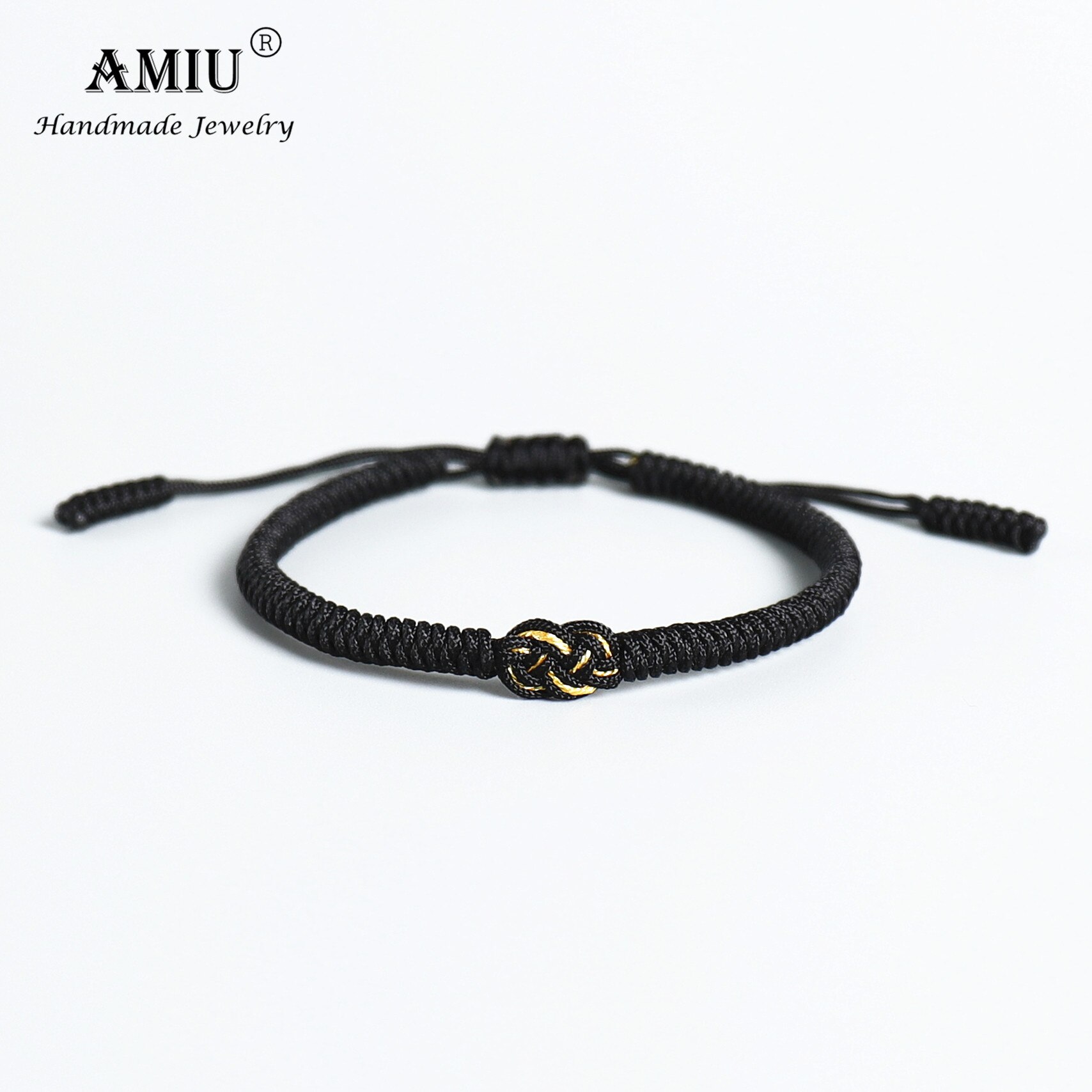 AMIU Tibetischen handgefertigt unendlich Knoten Buddhistischen Glück Armbänder Für Frauen Männer Seil Knoten Amulett Tibet Geflochtene Armbinde