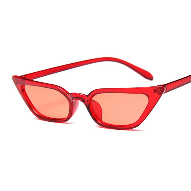 Små katteøje solbriller kvinder mærke retro damer solbriller kvinde sort lyserød rød oculos de sol feminino: Rød