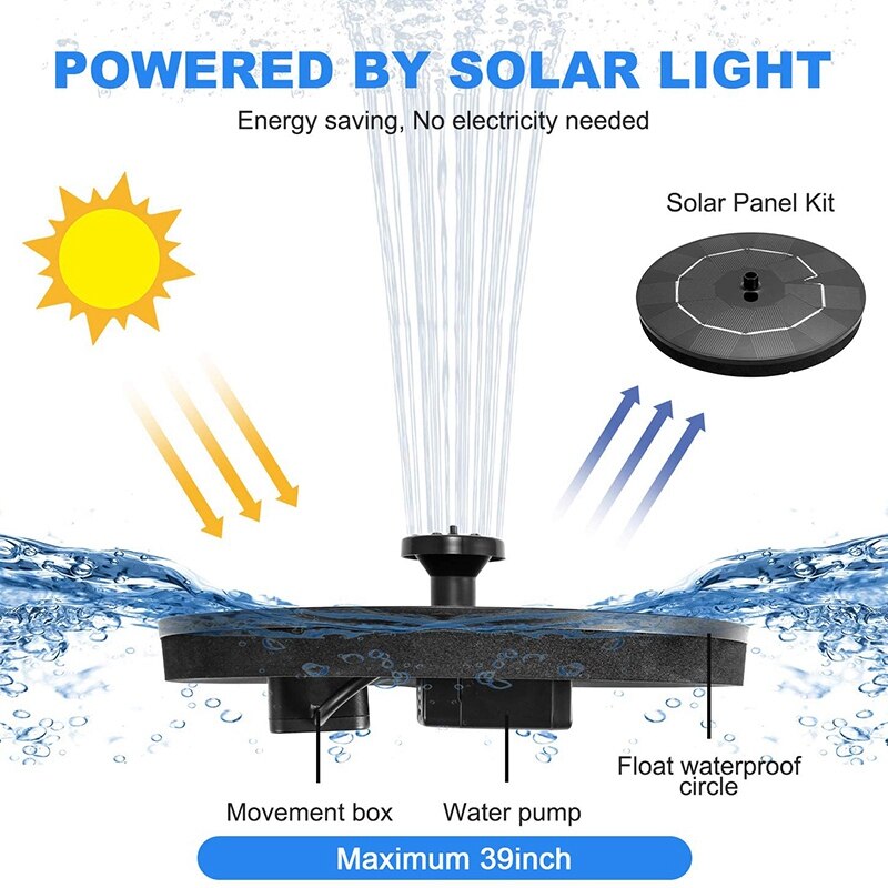 Vogel Bad Solar Fontein Pomp, 3W Zonne-energie Fontein Pomp Met 9 Nozzles, solar Vogel Bad Fontein, Geschikt