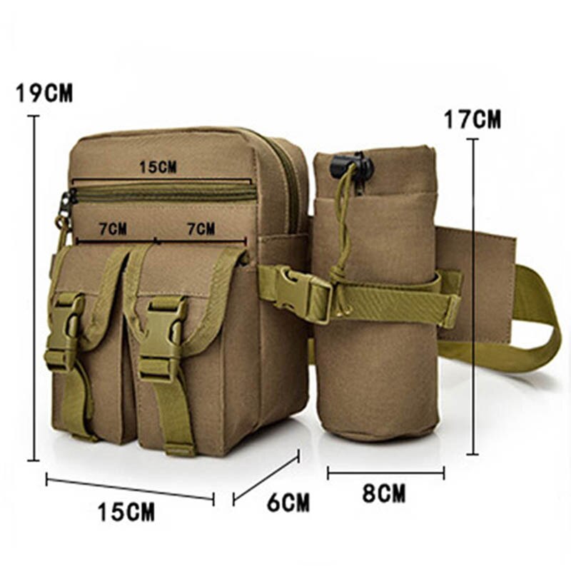 Men Wasit Bag Canvas Phone Pouch Casual Water Bottle Sling Bags for Outdoor Travel Cycling Climbing EDF88