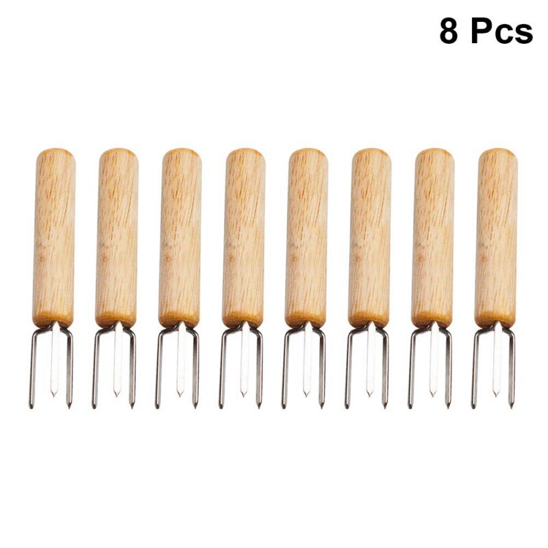 8 pièces outils de Barbecue en acier inoxydable viande Grill fourchette guimauve rôtissoire bâtons en plein air cuisson porte-maïs BBQ fourchette outil: Default Title