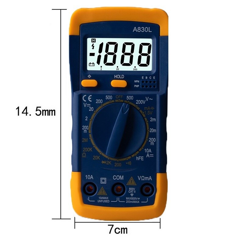 A830L LCD Digital Multimeter DC Voltage Diode Freguency Multitester Current Tester Luminous Display with Buzzer Function