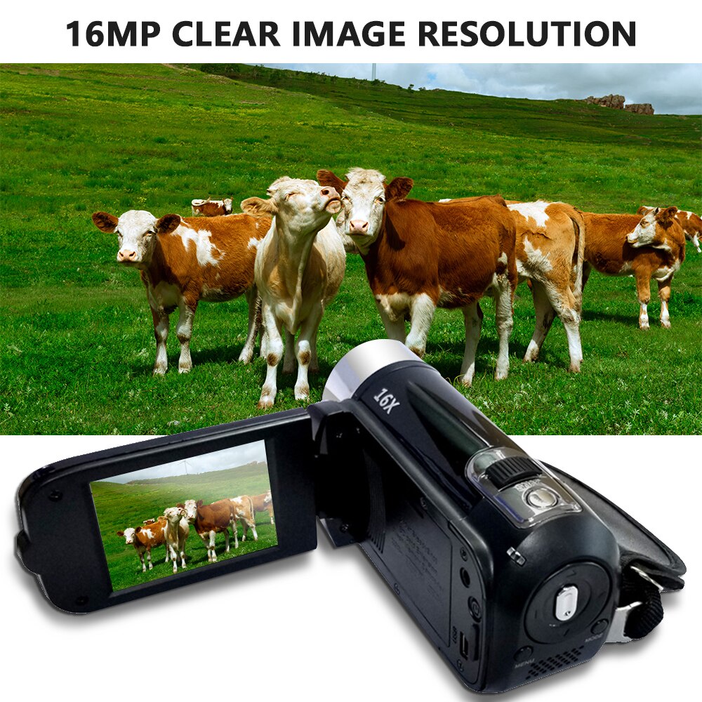 Portable 1080P High Definition Digital Video Camera DV Camcorder 16MP 2.7 Inch LCD Screen 16X Digital Zoom Built-in Battery