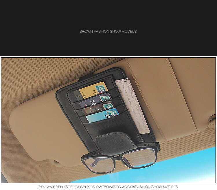 IKSNAIL osłona przeciwsłoneczna robić samochodu rachunek długopis wizytownik na karty biznesowe CD DVD Organizer schowek okulary klip schowek sprzątanie akcesoria samochodowe: card uchwyt (czarny)