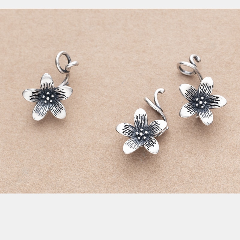 Pendentif fleur en suspension, 13mm, ornement en argent Sterling 925, pour colliers boucles d'oreilles, découvertes bijoux à bricoler soi-même