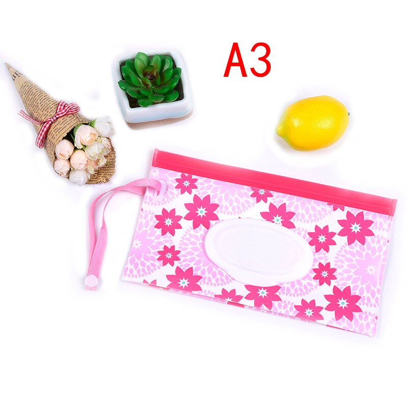 1PC Eco-Friendly Baby Wipes Box Cleaning Wipes Carrying Bag Clamshell Snap Strap Wipe Container Case Wet Wipe Box: A3