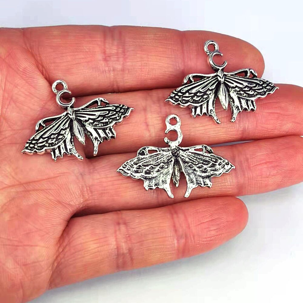 5 stk 30mm*22mm gammelt sølv måne tilbehør dyr møll hodeskalle hode møll anheng til gjør-det-selv kvinner mann tilbehør: misligholde tittel