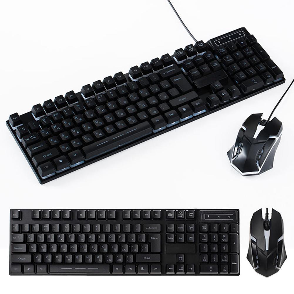 USB Wired Backlight Gaming Mechanical Keyboard Mouse Set Computer Accessory