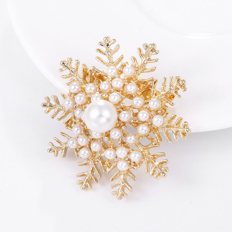 Baiduqiandu gesimuleerde parel sneeuwvlok broche pins voor vrouwen in goud of zilver kleur xd8856