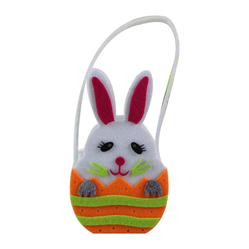 Rabbit Shaped Egg Organizing Bucket with Handle Portable Bunny Basket: White