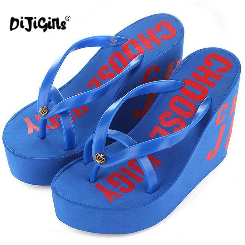 Fip fops kvinder eva 11cm højhælede 4cm platforme sommer kvinder sko kiler flip flops strandsko