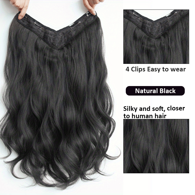 Invisible Long Wave Synthetic Hair Extensions - Fuller Hair Look, Natural-Looking Hair Strands - Confident Hairstyle: T1B/613 / 28inches