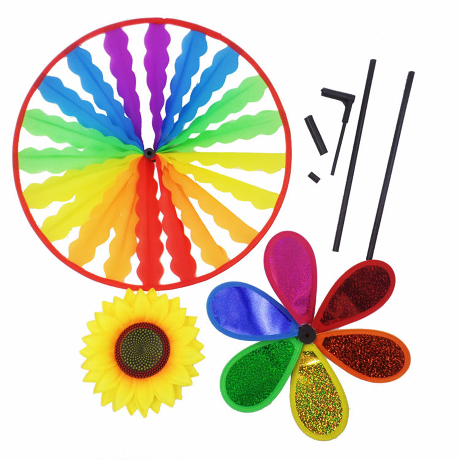 Molino de viento de nubes de colores para chica bailarina, molino de viento de girasol bonito, decoración de paisaje de jardín de casa,