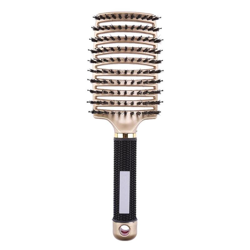Hair Brush Magic Hair Comb Hairbrush Bristle Nylon Women Wet Curly Detangle Hair Brush for Salon Hairdressing Styling Tools: Gold With Hair